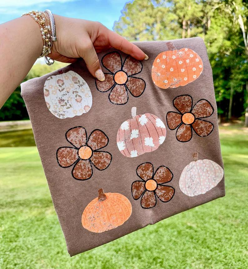 Fall Pumpkins & Flowers Short Sleeve/Comfort Color/1717