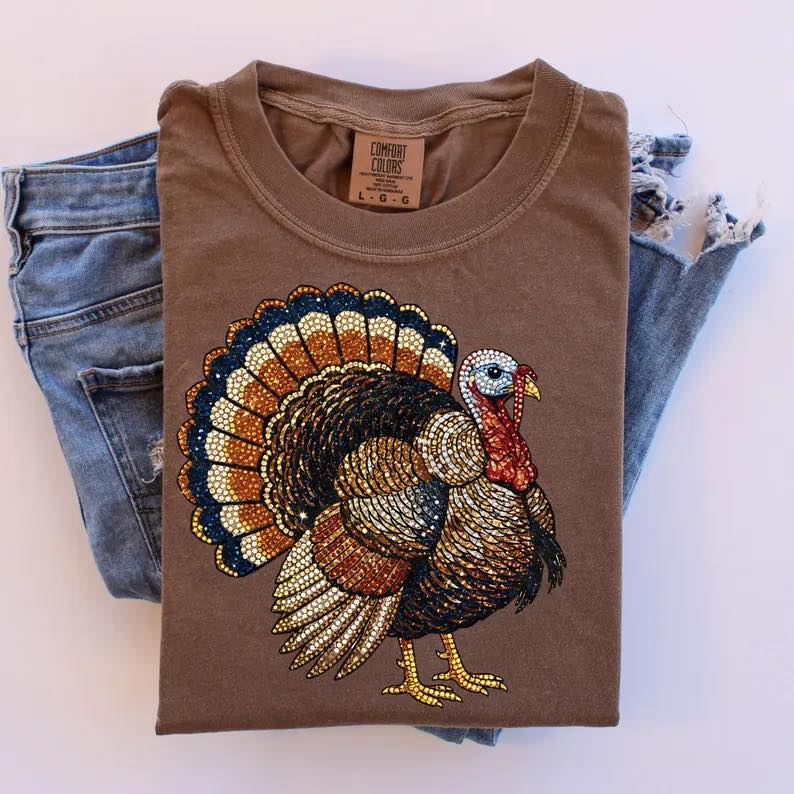 Faux Gem Turkey Short Sleeve/Comfort Color/1717