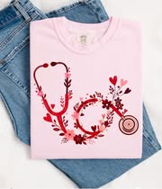 Valentine Stethoscope Short Sleeve/Comfort Color/1717