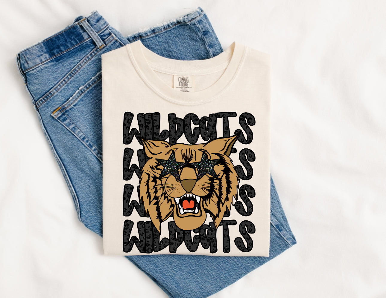 Youth Black Leopard Wildcats Comfort Color Short Sleeve 9018