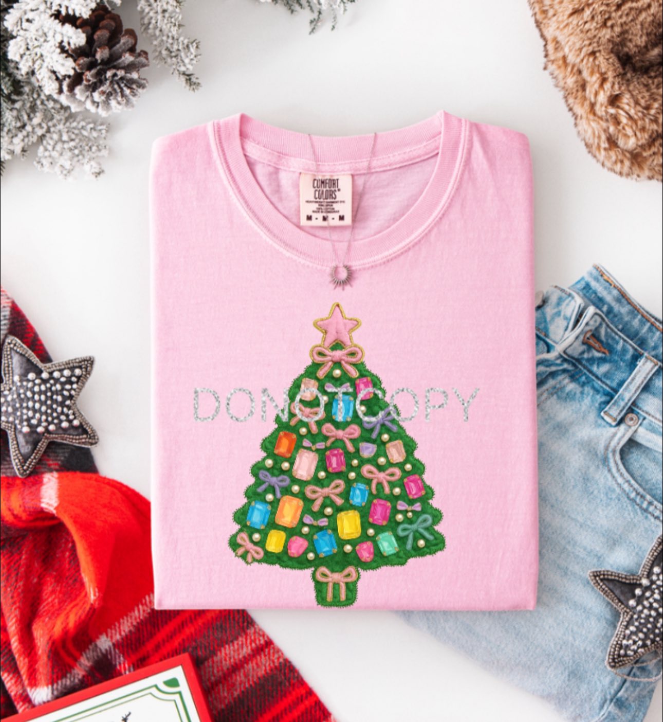 Christmas Tree Patch Short Sleeve/Comfort Color/1717