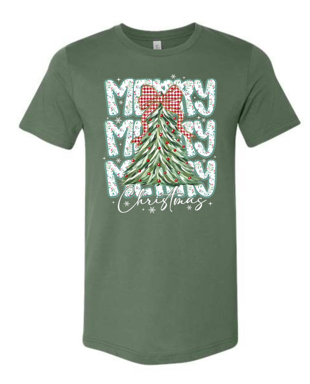 Holly Triple Merry Christmas Short Sleeve/Bella/3001
