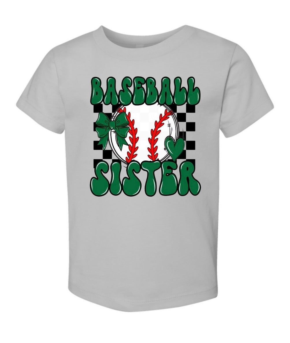 TODDLER Checkered Baseball Sister Green Short Sleeve/Bella/3001T
