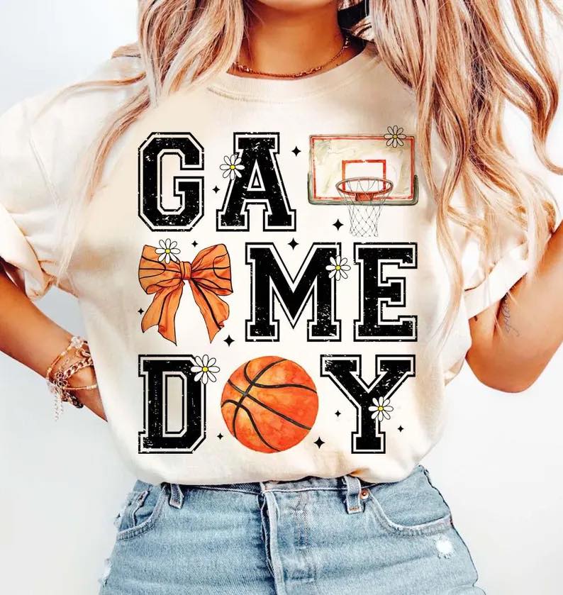 Basketball Game Day with Daisies Short Sleeve/Comfort Color/1717