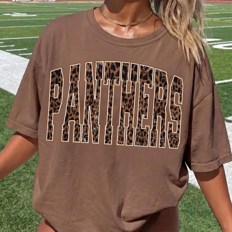 Leopard Block Font Panthers Short Sleeve/Comfort Color/1717