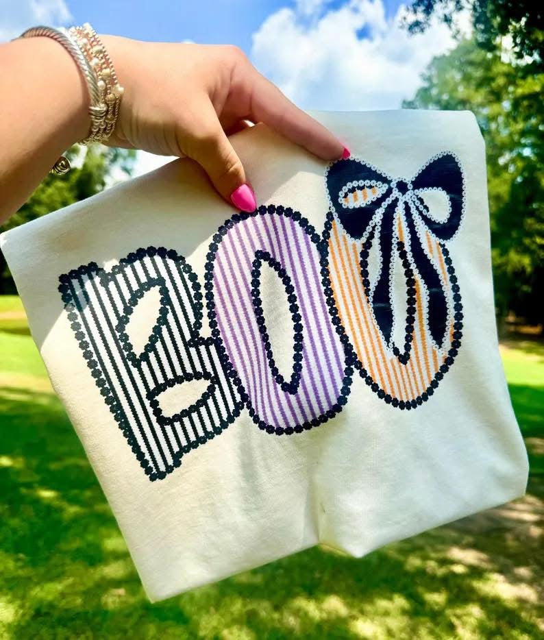 Striped Boo Short Sleeve/Comfort Color/1717