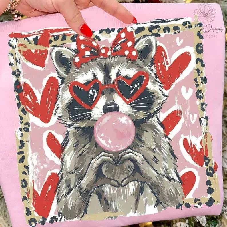 Valentine Raccoon Short Sleeve/Comfort Color/1717