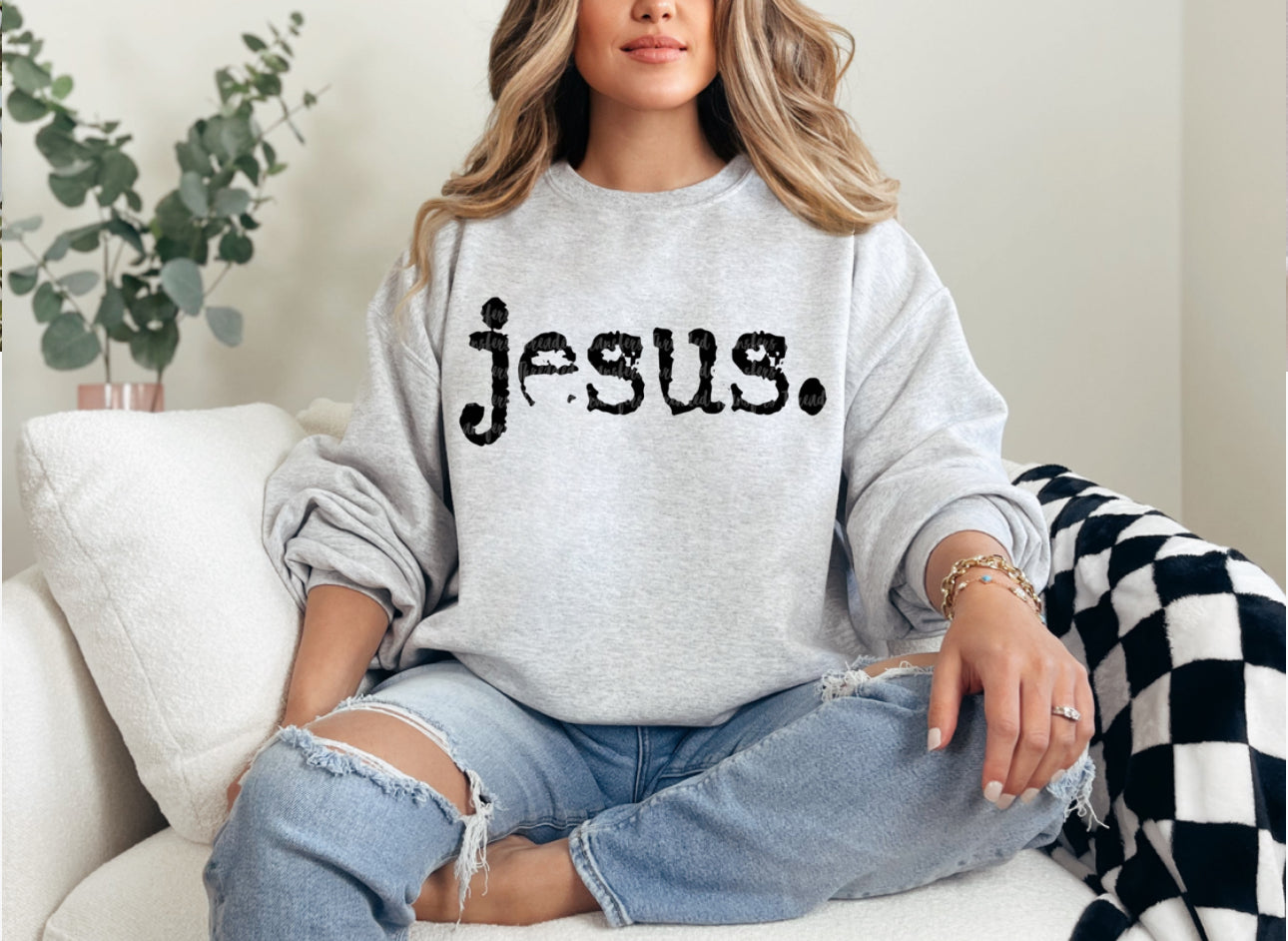 Typography Faith Based Gildan Sweatshirt 18000
