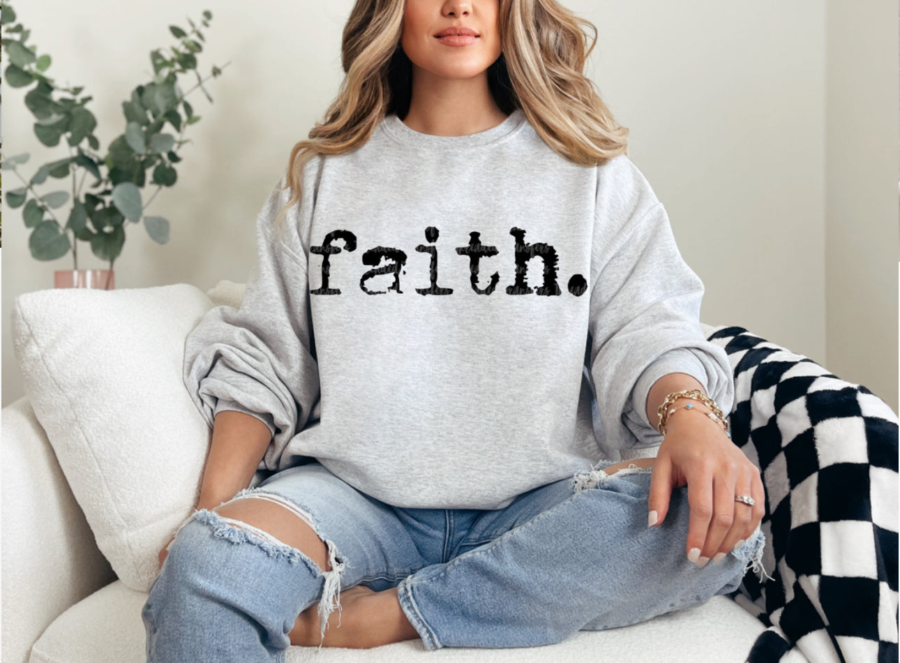 Typography Faith Based Gildan Sweatshirt 18000