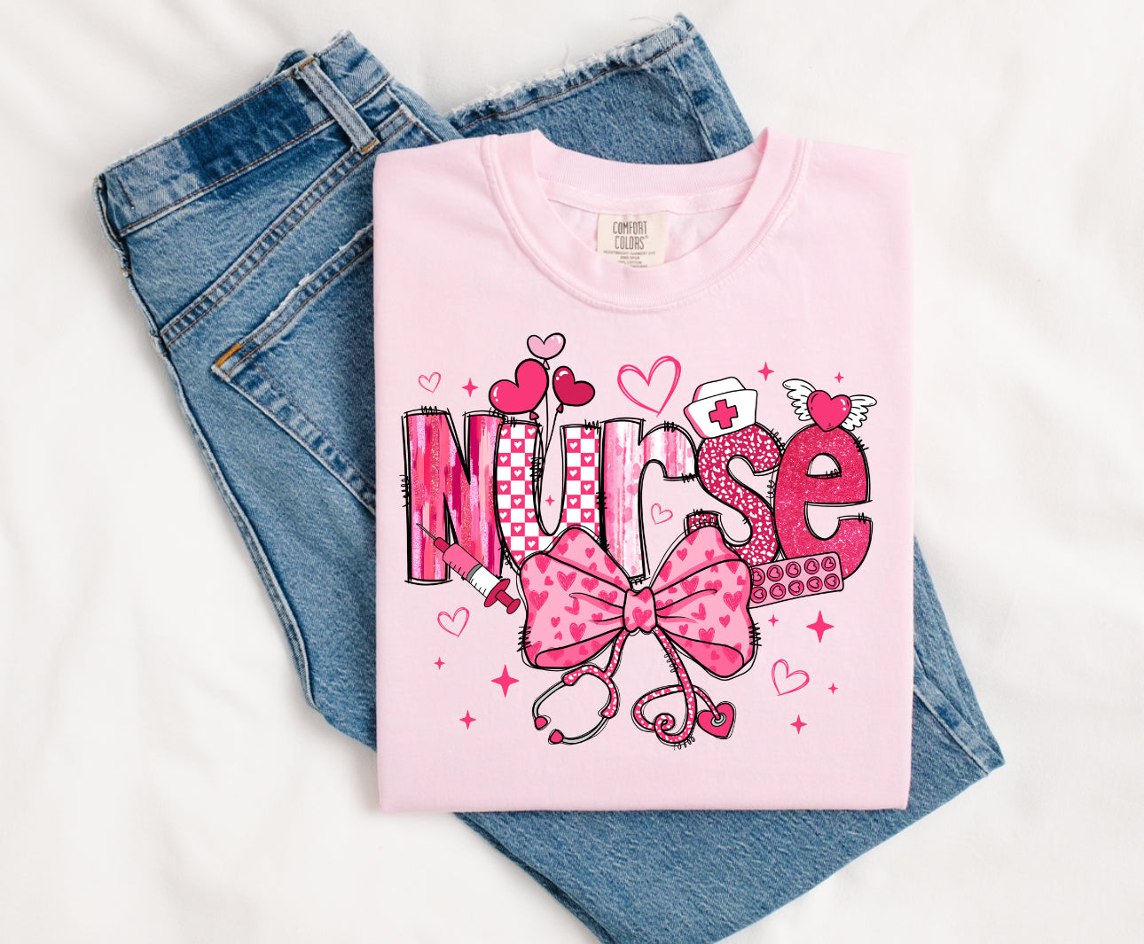 Coquette Valentine Nurse Short Sleeve/Comfort Color/1717