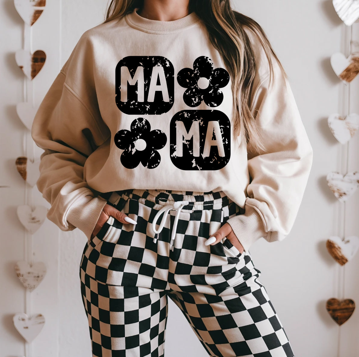 Black Floral MAMA Sweatshirt Gildan 18000