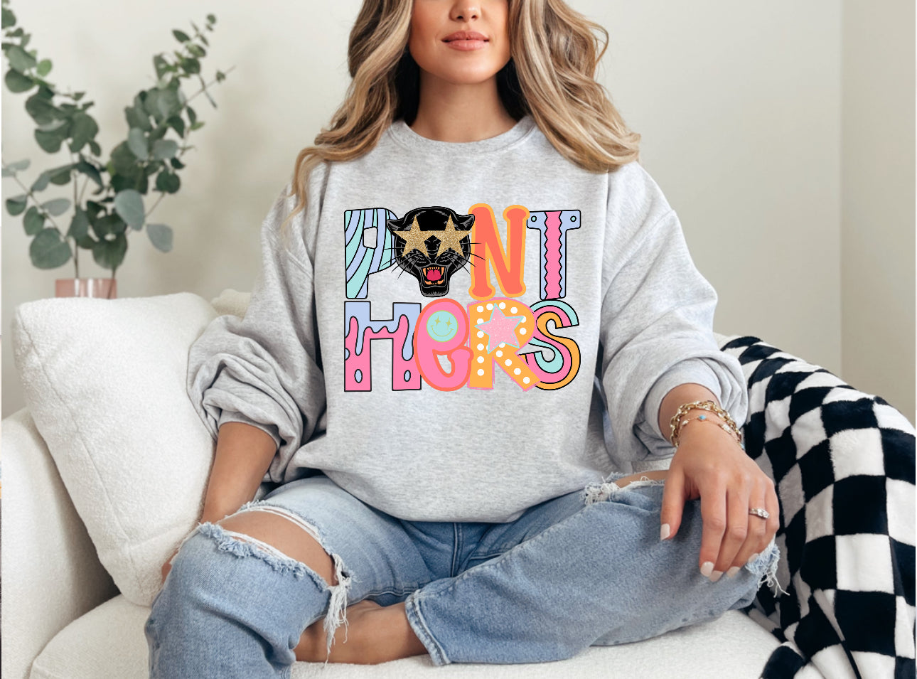 Multi Pastel Panthers Gildan Sweatshirt 18000
