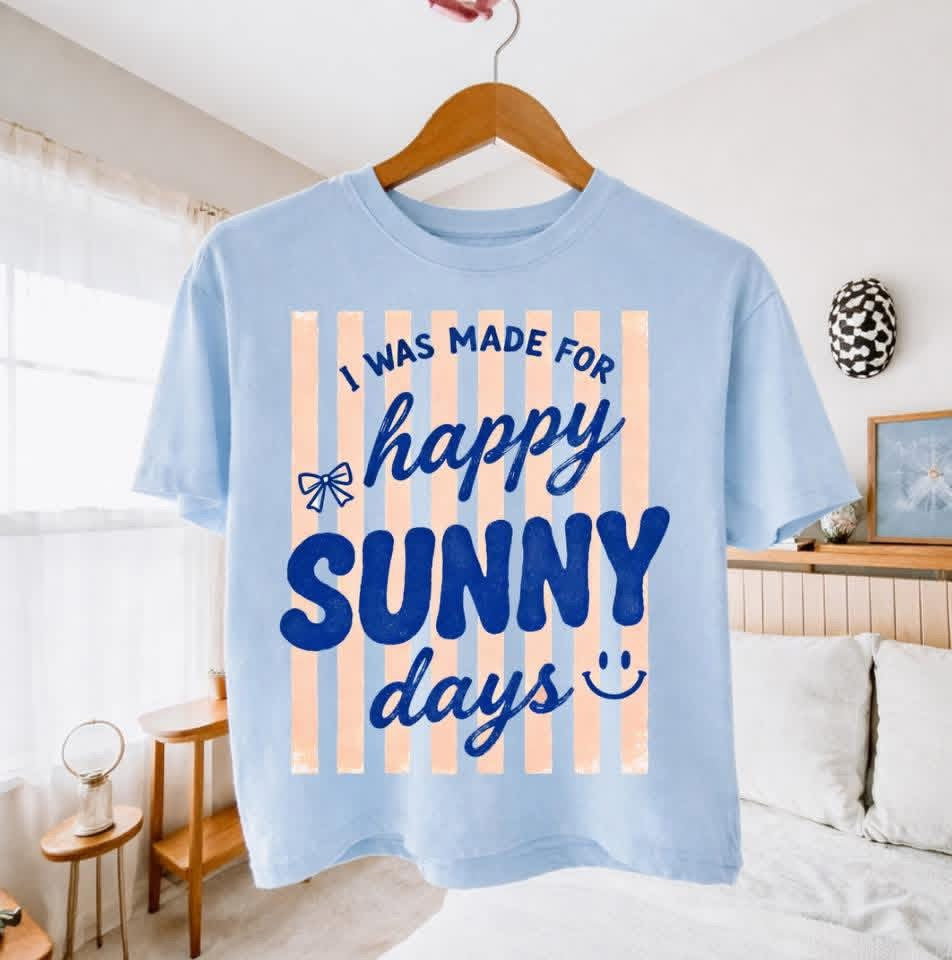 Happy Sunny Days Stripes Short Sleeve/Comfort Color 3023CROP/BOXY