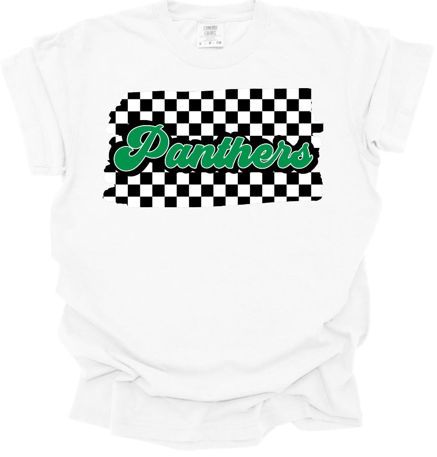 Panthers In Green Checkered In Black Short Sleeve/Comfort Color 1717
