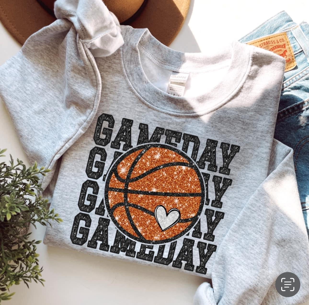 Faux Glitter Sport Game Day Gildan Long Sleeve 64400