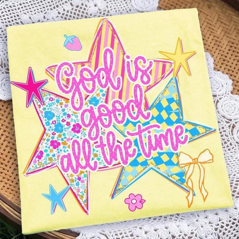 God Is Good All The Time Stars Short Sleeve/Comfort Color/1717