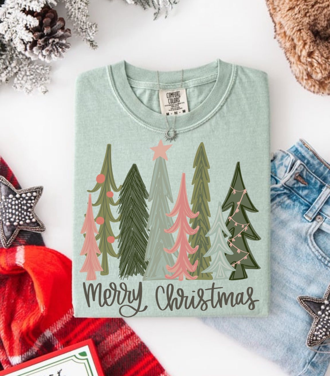 Merry Christmas Trees Short Sleeve/Comfort Color/1717