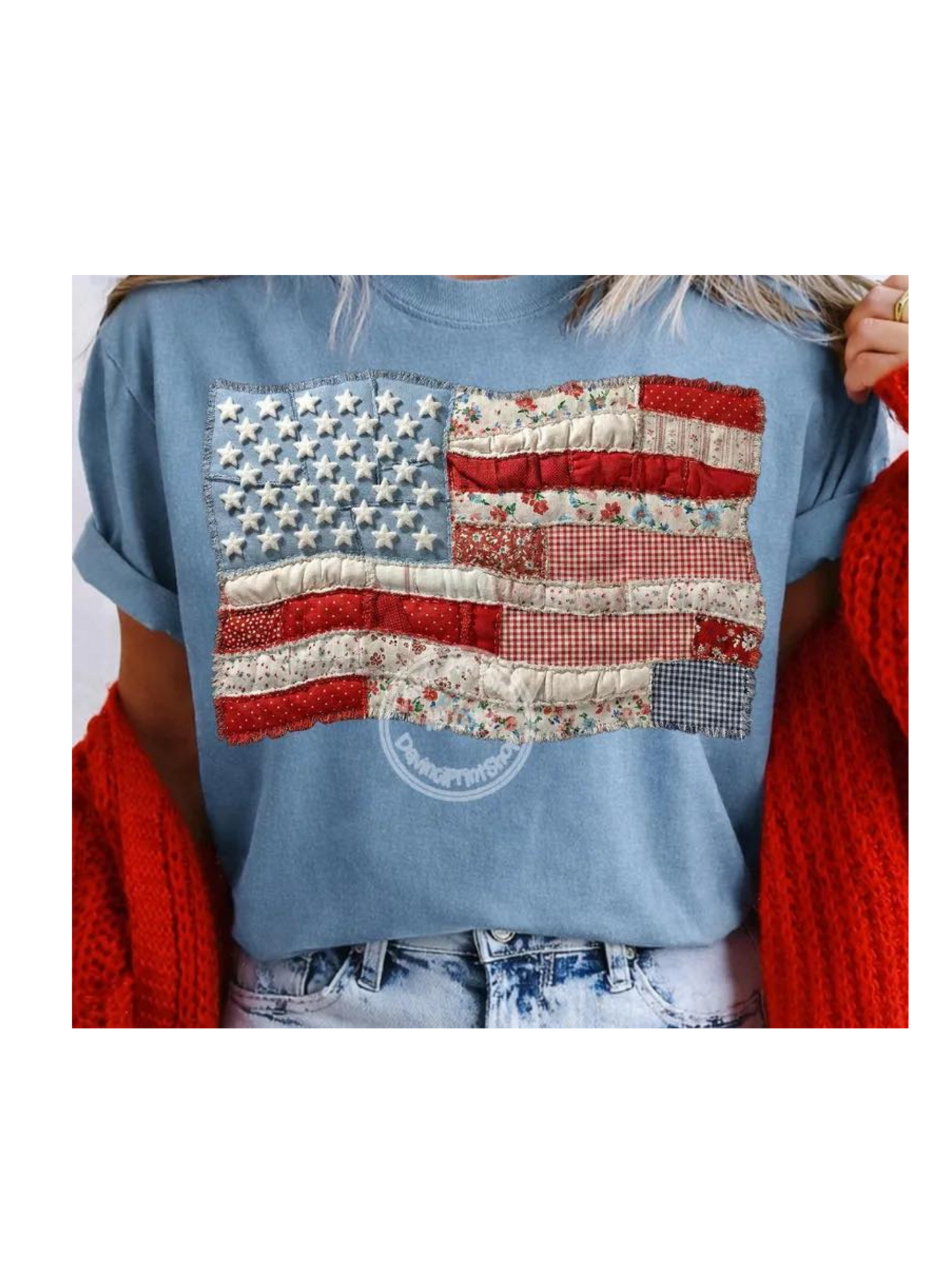 Quilted Flag Short Sleeve/Comfort Color/1717