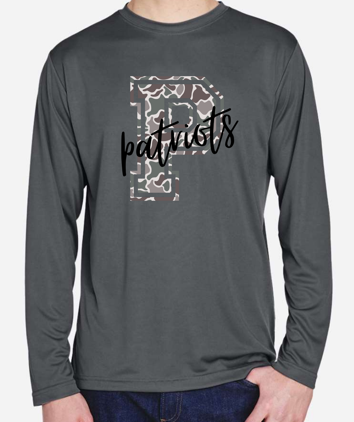 YOUTH Large Camo Letter Mascot Long Sleeve/Team 365/TT11YL