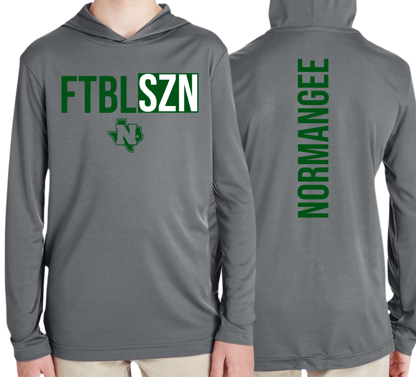 YOUTH FTBL SZN + Town or Mascot Hooded Long Sleeve/Team 365/TT41Y