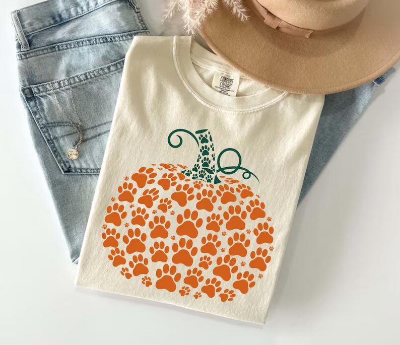 Paw Print Pumpkin Short Sleeve/Comfort Color/1717