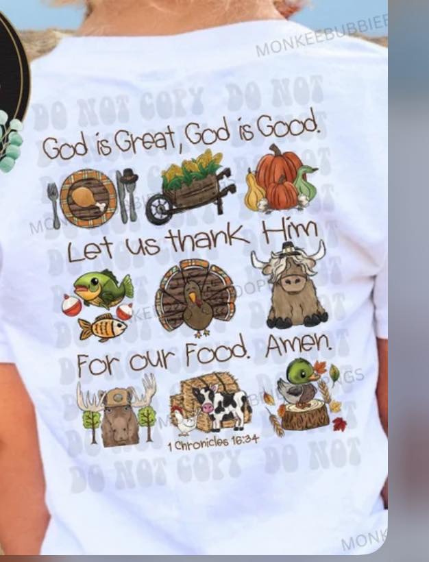 TODDLER God Is Great, God Is Good 1 Chronicles 16:34 Short Sleeve/Rabbit Skins/3321