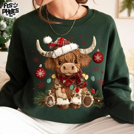 Christmas Highland Cow Short Sleeve/Comfort Color/1717