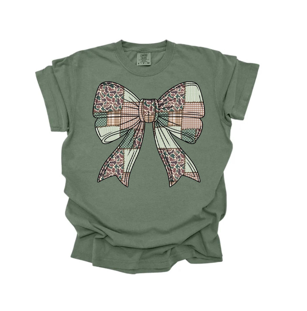 Coquette Camo & Plaid Bow Short Sleeve/Comfort Color/1717