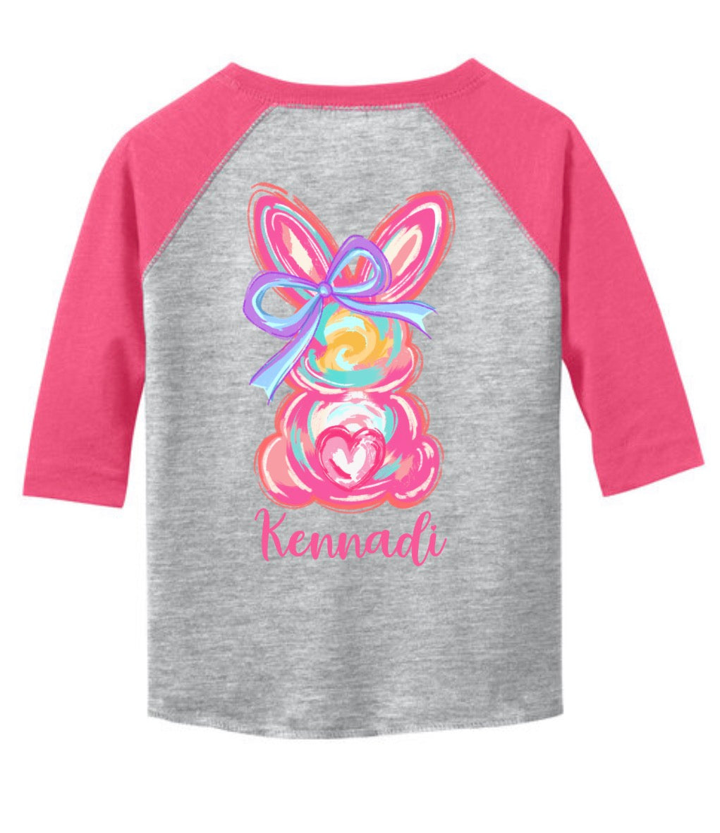 TODDLER Brushstroke Bunny Raglan Short Sleeve/Bella/3300