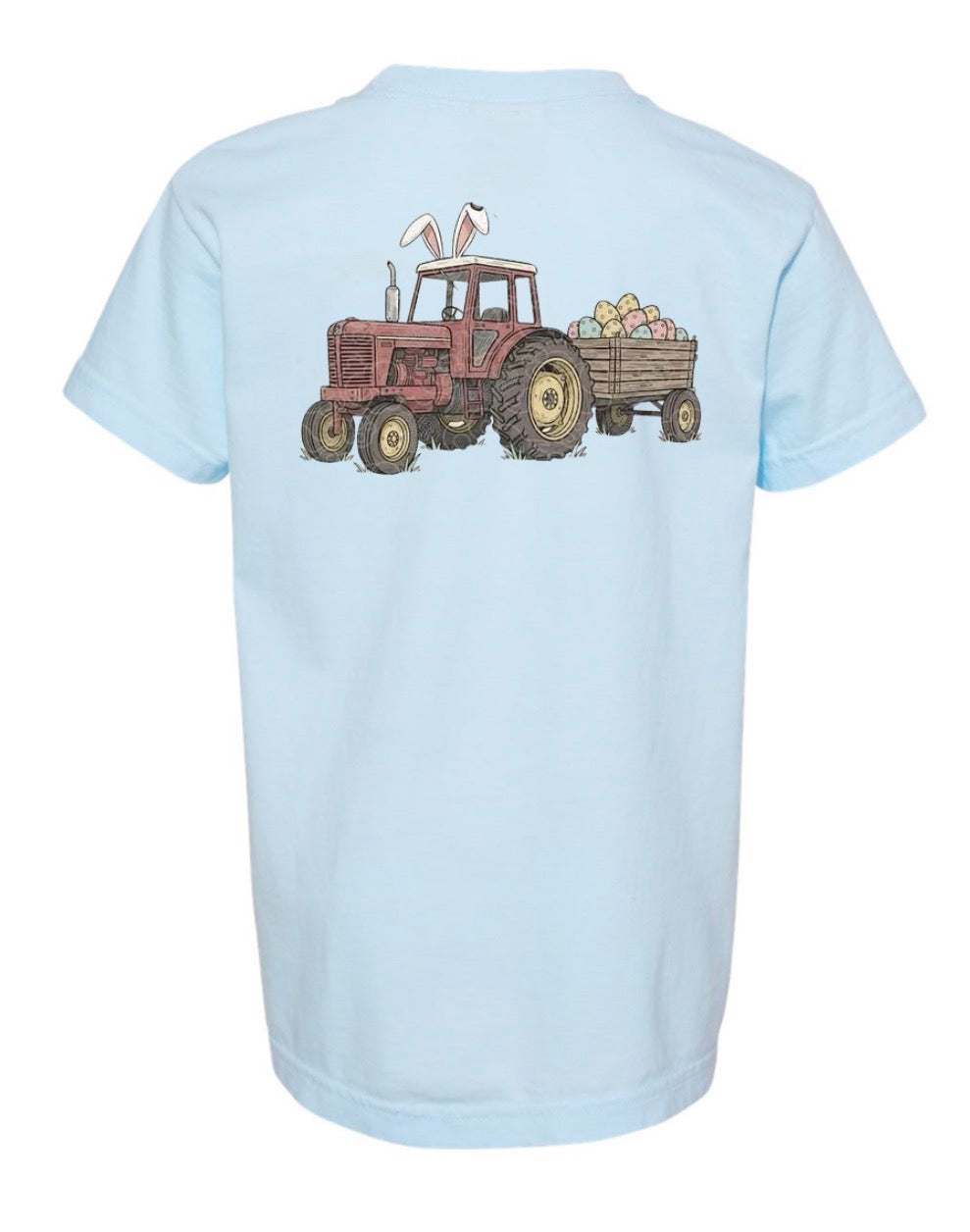 YOUTH Happy Easter Tractor Short Sleeve / Comfort Color / 9018