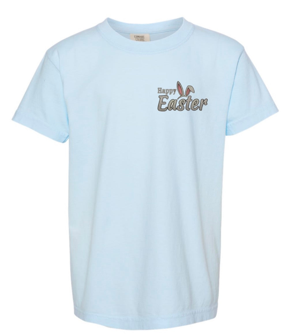 YOUTH Happy Easter Tractor Short Sleeve / Comfort Color / 9018