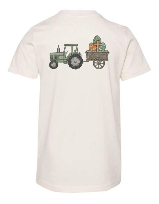 INFANT Happy Easter tractor with Cross Short Sleeve/Rabbit Skins/3322
