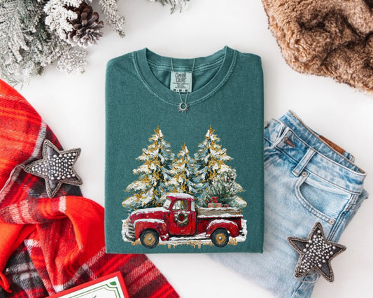 Faux Painted Christmas Truck Short Sleeve/Comfort Color/1717