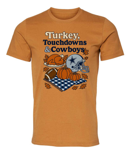 Turkey, Touchdowns & Cowboys Short Sleeve/Bella/3001