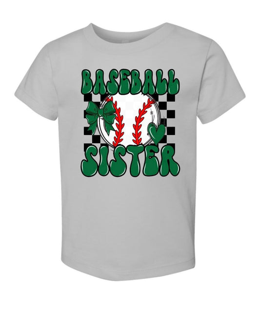 TODDLER Checkered Baseball Sister Green Short Sleeve/Bella/3001T