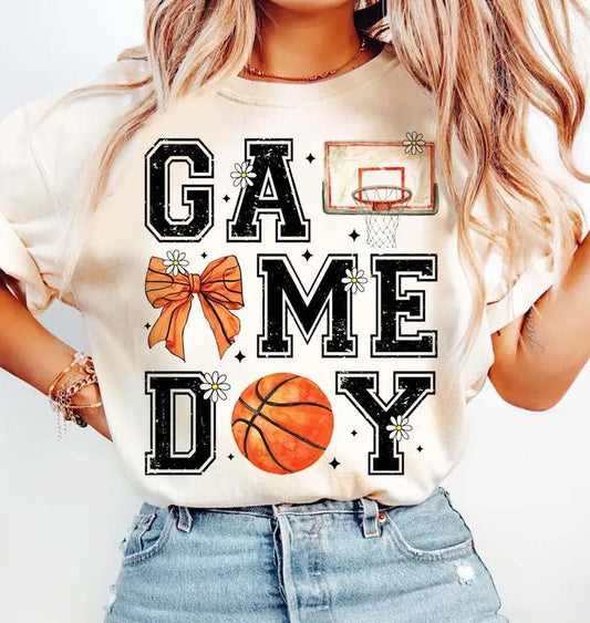 Basketball Game Day with Daisies Short Sleeve/Comfort Color/1717