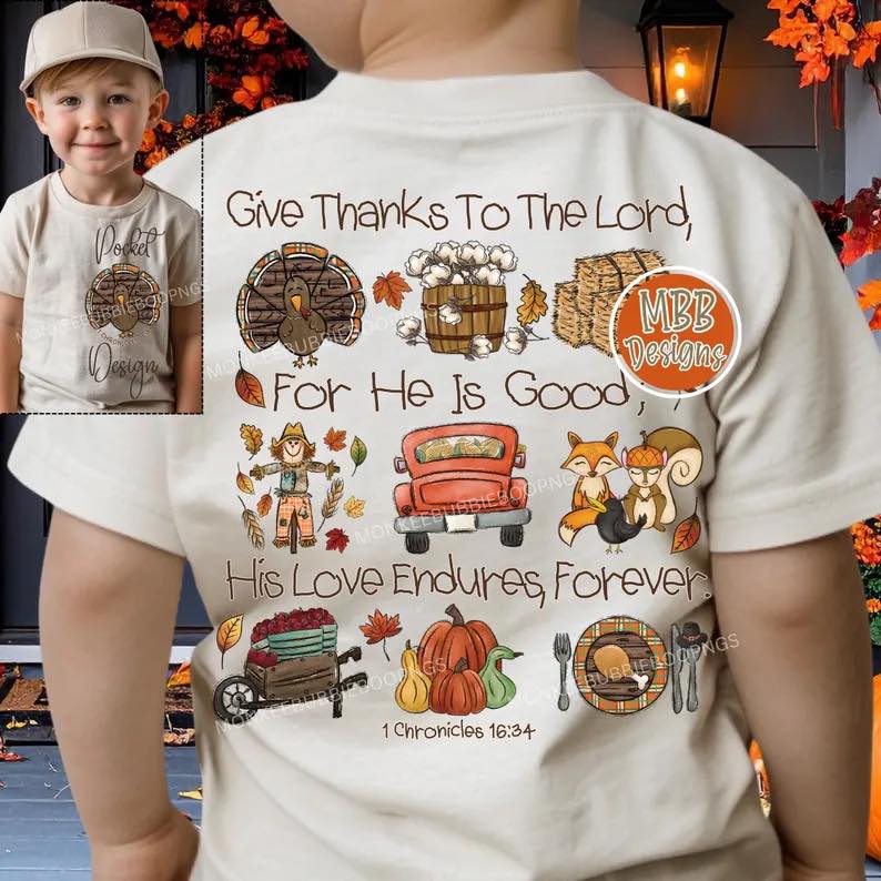 YOUTH Give Thanks - 1 Chronicles 16:34 Short Sleeve/Bella/3001Y