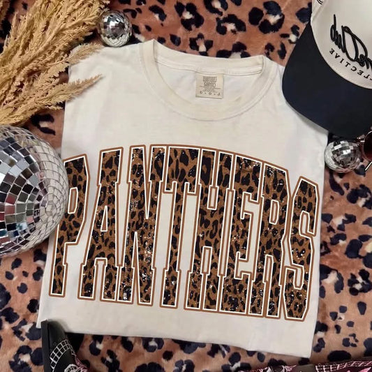 Leopard Block Font Panthers Short Sleeve/Comfort Color/1717