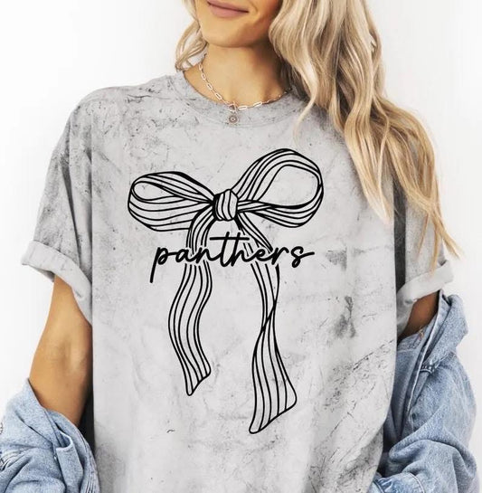 Big Simple Panther Bow Short Sleeve/Comfort Color/1717