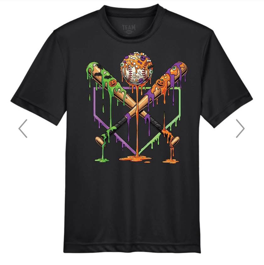 YOUTH Spooky Drip Bats & Base Short Sleeve/Team 365/TT11Y
