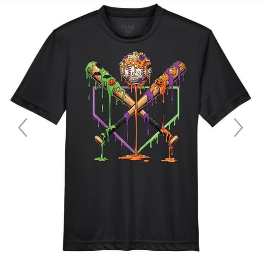 YOUTH Spooky Drip Bats & Base Short Sleeve/Team 365/TT11Y