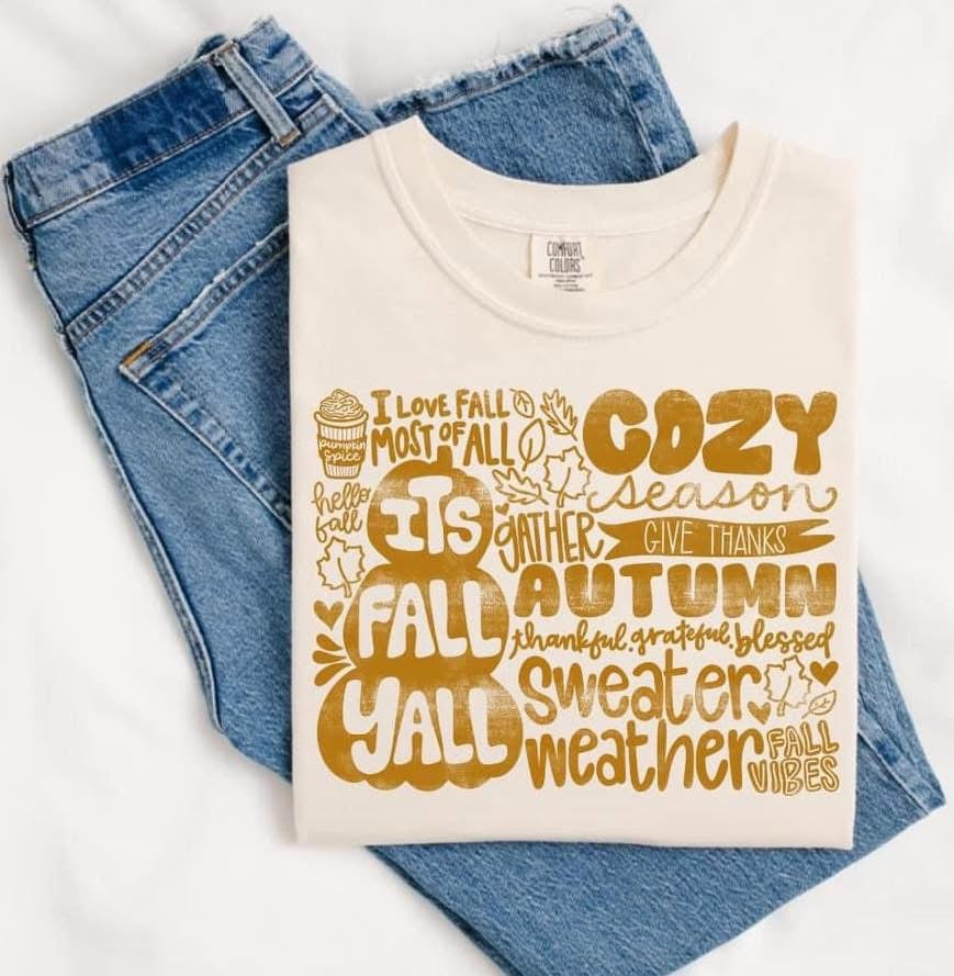 Fall Word Collage Short Sleeve/Comfort Color/1717