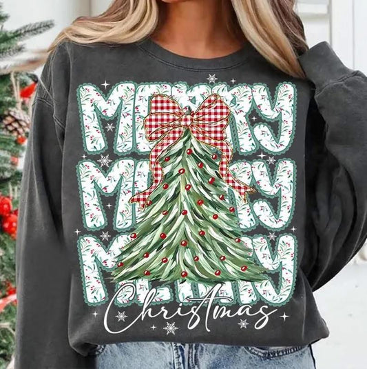 Holly Triple Merry Christmas Long Sleeve/Bella/3501