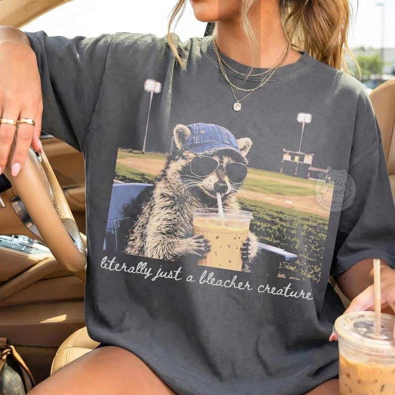 Literally just a Bleacher Creature Baseball Raccoon Short Sleeve/Comfort Color/1717