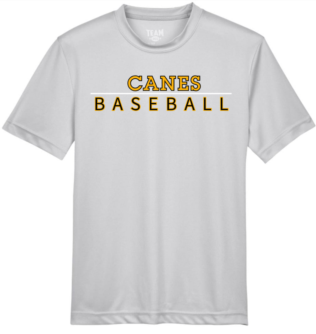 YOUTH Canes Baseball Stacked Short Sleeve/Team 365/TT11Y