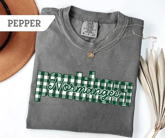 Normangee Panthers Green Checker Comfort Color Short Sleeve 1717 Shirt