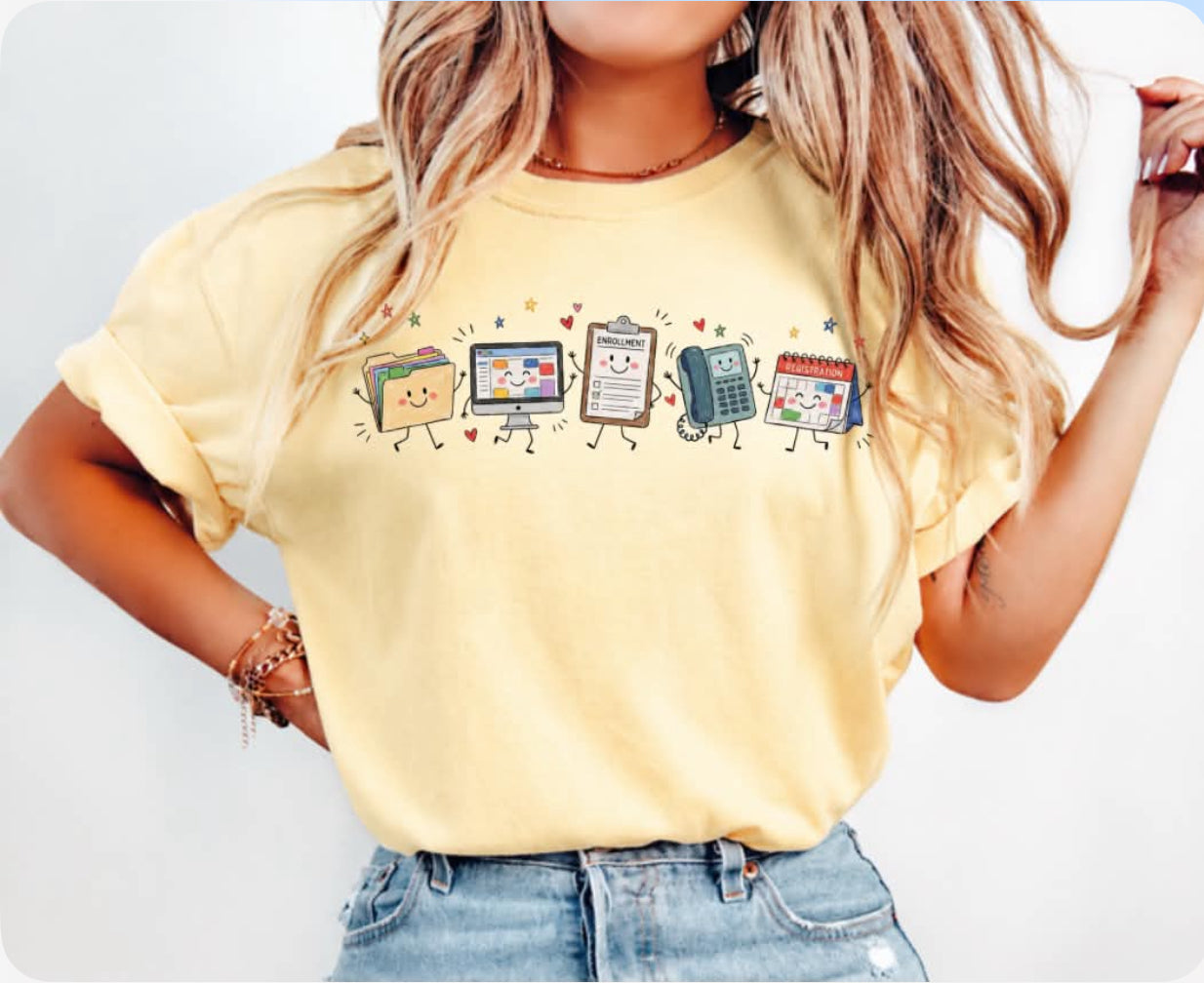 Occupation Doodle Character Short Sleeve/Comfort Color/1717