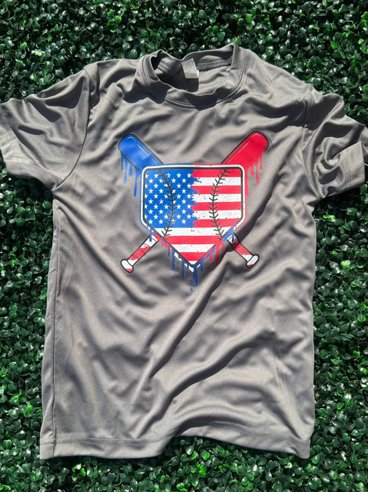 YOUTH Baseball Patriotic Home Plate Bats Short Sleeve/Team 365/TT11Y