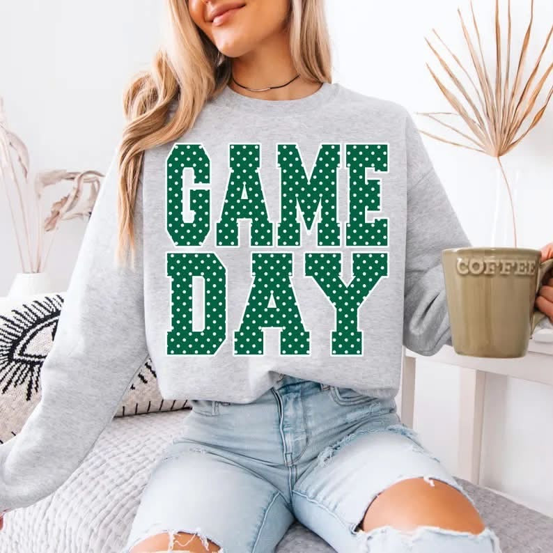 Game Day Green Dots Sweatshirt/Gildan/18000