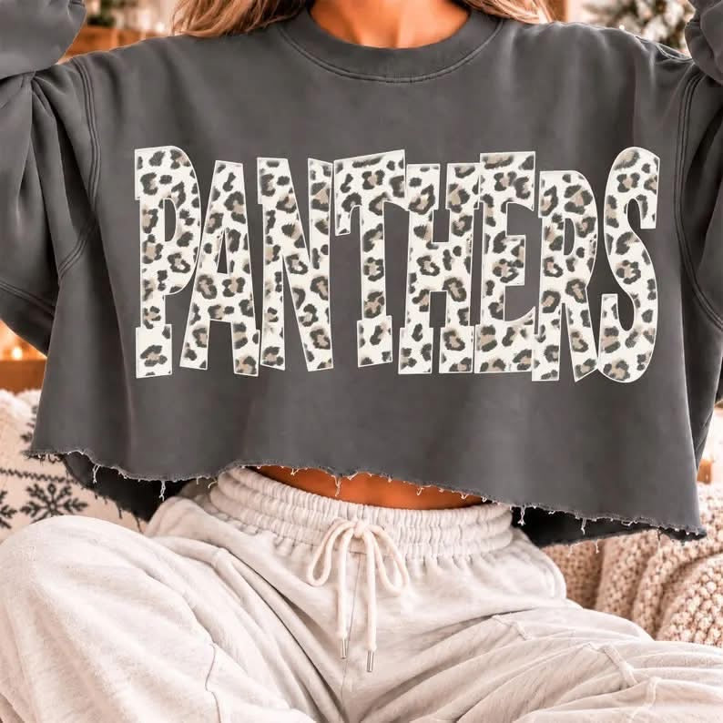Panthers White Leopard Short Sleeve/Comfort Color/1717